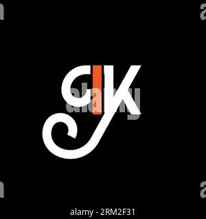 IK letter logo design on black background. IK creative initials letter logo concept. ik letter design. IK white letter design on black background. I K Stock Vector