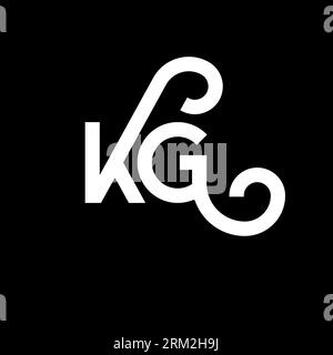 KG letter logo design on black background. KG creative initials letter logo concept. kg letter design. KG white letter design on black background. K G Stock Vector
