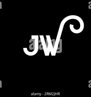 JW letter logo design on black background. JW creative initials letter logo concept. jw letter design. JW white letter design on black background. J W Stock Vector