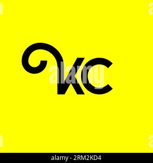 KC letter logo design on black background. KC creative initials letter logo concept. kc letter design. KC white letter design on black background. K C Stock Vector