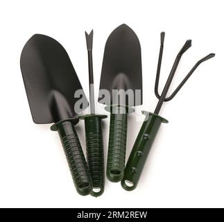 Set of gardening tools on white background Stock Photo