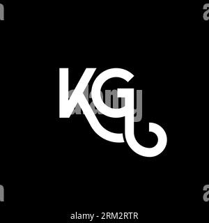 KG letter logo design on black background. KG creative initials letter logo concept. kg letter design. KG white letter design on black background. K G Stock Vector