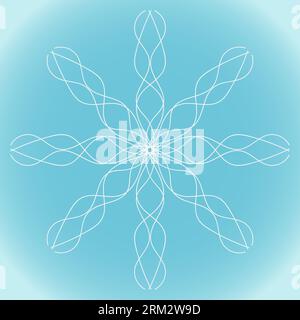 Snowflake vector ornate wavy shape and structure on a blue winter background Stock Vector