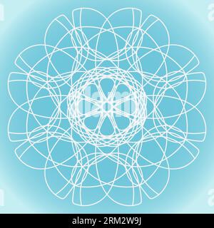 Snowflake vector intricate abstract floral lace shape on blue gradient background Stock Vector