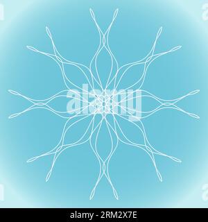Snowflake vector wavy abstract shape on blue gradient background Stock Vector