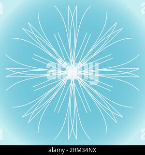 Snowflake vector simple abstract straight shape on blue gradient background Stock Vector