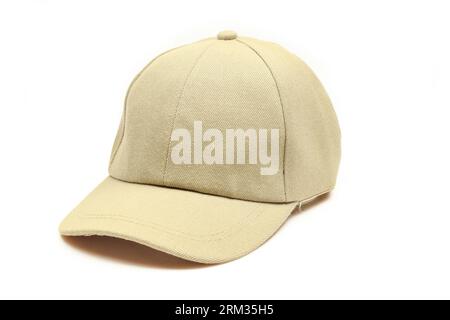 Light brown baseball cap isolated on white background. Casual style hat Stock Photo
