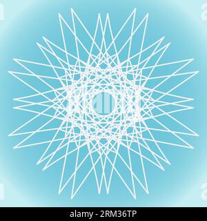 Snowflake vector abstract sharp shape on blue gradient background Stock Vector