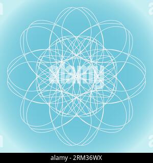 Snowflake vector floral abstract shape on blue gradient background Stock Vector