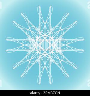 Snowflake vector simple shape with loops on blue winter background Stock Vector