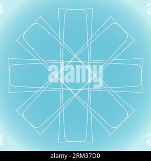 Snowflake with an ornate rectangular shape and texture on a blue gradient background Stock Vector