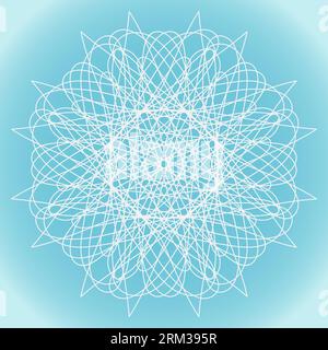 Snowflake of ornate rounded shape and structure on a blue winter background Stock Vector