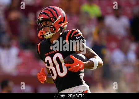 Cincinnati Bengals wide receiver Andrei Iosivas (80) warms up during a  preseason NFL football game against the Green Bay Packers on Friday, Aug.  11, 2023, in Cincinnati. (AP Photo/Emilee Chinn Stock Photo - Alamy