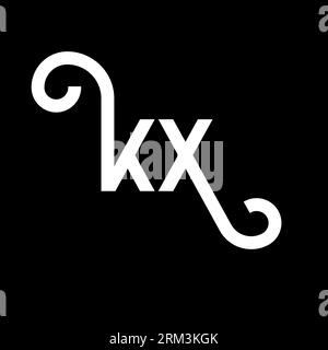 KX letter logo design on black background. KX creative initials letter logo concept. kx letter design. KX white letter design on black background. K X Stock Vector