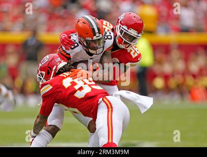 Kansas City Chiefs safety Deon Bush comes off the field after their win  against the Las Vegas Raiders in an NFL football game, Monday, Oct. 10,  2022 in Kansas City, Mo. (AP