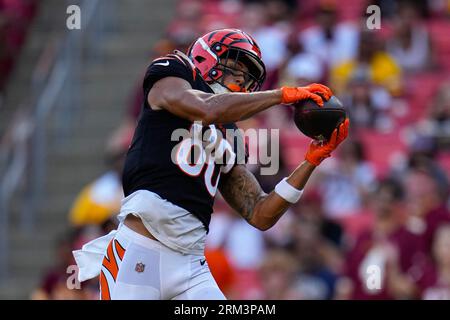 Cincinnati Bengals wide receiver Andrei Iosivas (80) getting ready for punt  coverage against the Washington Commanders during the second half of an NFL  preseason football game, Saturday, Aug. 26, 2023, in Landover