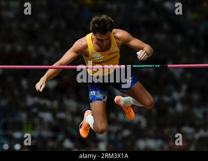 Budapest,HUN,  26 Aug 2023  Pole Vault Gold medal winner Armand Duplantis (SWE) in action during the World Athletics Championships 2023 National Athletics Centre Budapest at National Athletics Centre Budapest Hungary on August 26 2023 Alamy Live News Stock Photo