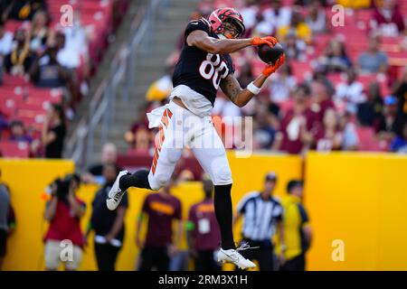 Cincinnati Bengals wide receiver Andrei Iosivas (80) getting ready for punt  coverage against the Washington Commanders during the second half of an NFL  preseason football game, Saturday, Aug. 26, 2023, in Landover