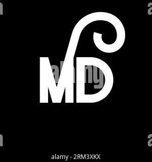 MD Letter Logo Design. Initial letters MD logo icon. Abstract letter MD minimal logo design template. M D letter design vector with black colors. md l Stock Vector