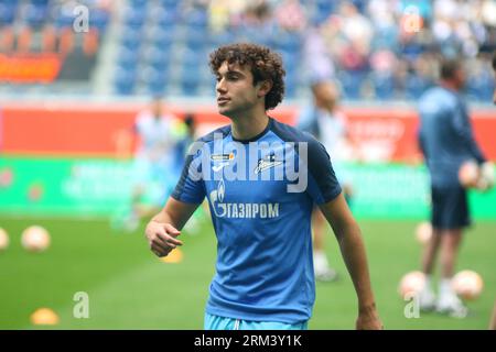 Saint Petersburg, Russia. 26th Aug, 2023. Aleksandr Kovalenko (18) of Zenit seen during the Russian Premier League football match between Zenit Saint Petersburg and Ural Yekaterinburg at Gazprom Arena. Final score; Zenit 4:0 Ural. Credit: SOPA Images Limited/Alamy Live News Stock Photo