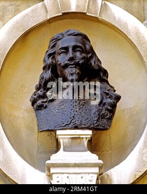 Banqueting  House, Whitehall, London, bust of King Charles 1st Stock Photo
