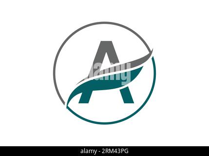 Initial 4 alphabet with swoosh or ocean wave logo design Vector ...