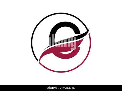 Initial C alphabet with swoosh or ocean wave logo design Vector Template Stock Vector