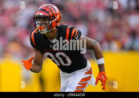 Cincinnati Bengals wide receiver Andrei Iosivas (80) getting ready for punt  coverage against the Washington Commanders during the second half of an NFL  preseason football game, Saturday, Aug. 26, 2023, in Landover