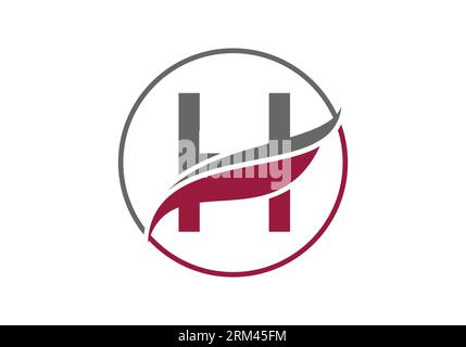 Initial H alphabet with swoosh or ocean wave logo design Vector Template Stock Vector
