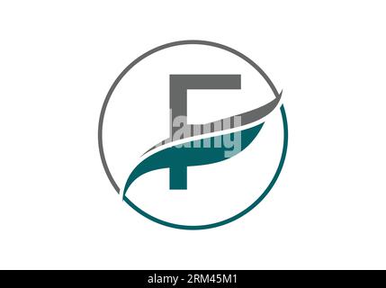Initial F alphabet with swoosh or ocean wave logo design Vector Template Stock Vector