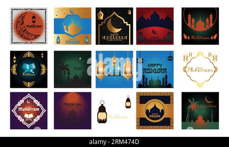 Ashura Template Design Bundle Stock Vector