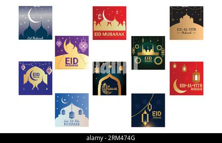 Eid Mubarak Template Design Collection Stock Vector