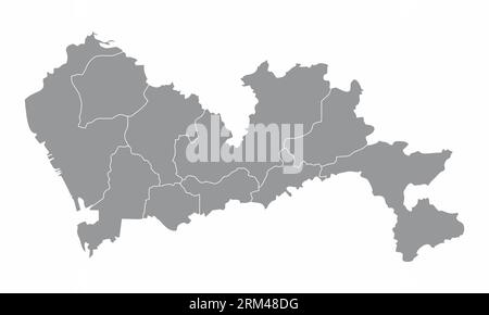 Shenzhen city administrative map isolated on white background, China Stock Vector
