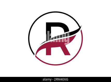 Initial R alphabet with swoosh or ocean wave logo design Vector Template Stock Vector