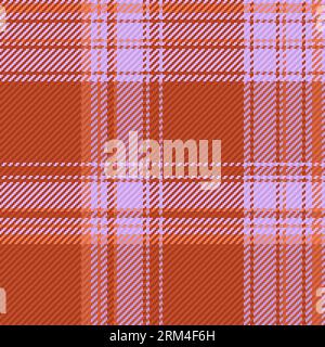 Texture seamless background of tartan textile fabric with a vector check plaid pattern in red and purple colors. Stock Vector