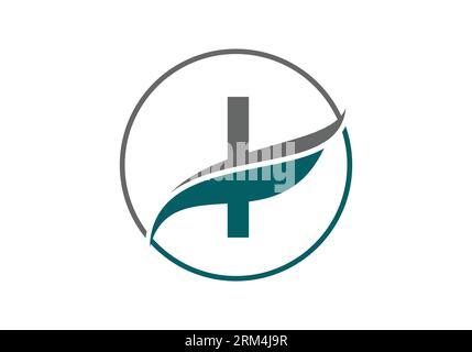 Initial I alphabet with swoosh or ocean wave logo design Vector Template Stock Vector
