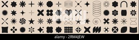 Brutalist abstract geometric shapes collection. Swiss design aesthetic. Bauhaus memphis design. Vector illustration Stock Vector