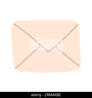Beige envelope on a white background in cartoon style Stock Vector