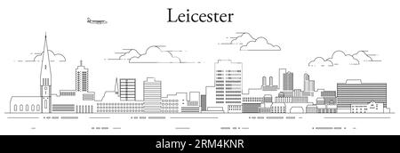 Leicester cityscape line art vector illustration Stock Vector