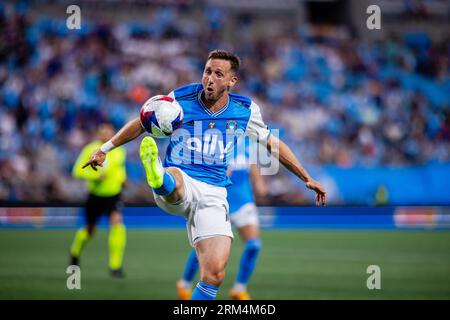 August 26, 2023: Charlotte FC midfielder Brecht Dejaegere (10) tries to collect the ball against the Los Angeles FC during the first half of the Major League Soccer match up at Bank of America Stadium in Charlotte, NC. (Scott KinserCal Sport Media) Credit: Cal Sport Media/Alamy Live News Stock Photo