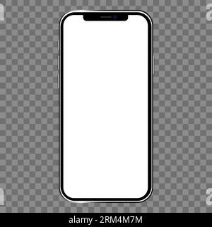Realistic smartphone mockup template. Technology display device isolated on transparent background Stock Vector
