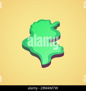 Isometric stylized simplified 3D map of Tunisia Stock Vector