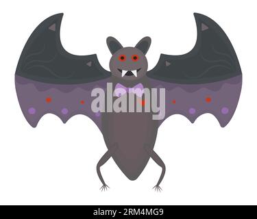 Spooky bat vampire, cute and scary item for Halloween, color illustration Stock Vector