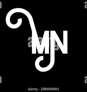 MN Letter Logo Design. Initial letters MN logo icon. Abstract letter MN minimal logo design template. M N letter design vector with black colors. mn l Stock Vector