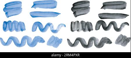 Collection of gestural brush strokes with paint, real handmade strokes with various shapes, set of vector strokes. Stock Vector