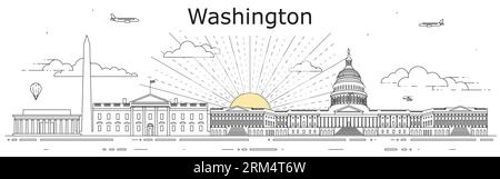 Washington cityscape line art vector illustration Stock Vector