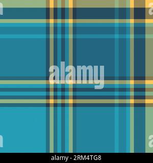 Textile fabric seamless of pattern plaid texture with a vector check tartan background in cyan and teal blue colors. Stock Vector