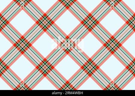 Vector background seamless of textile check plaid with a tartan texture pattern fabric in light and bright colors. Stock Vector