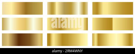 Set of gold gradient. Can use for luxury christmas cards, invitations, backgrounds, borders Stock Vector