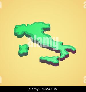 Isometric stylized simplified 3D map of Italy Stock Vector